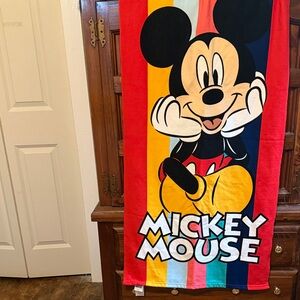 Disney Mickey Mouse Towel - Red, Black, Yellow, Blue Stripes
